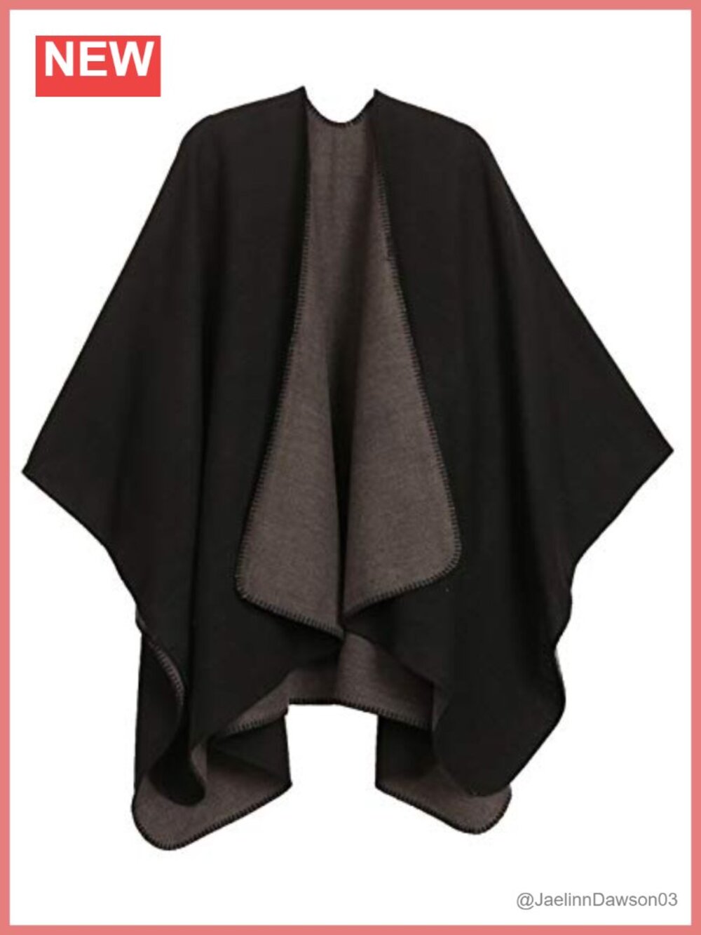 Reversible Ruana Wrap Poncho Shawl Cape Blanket One Size Open Front